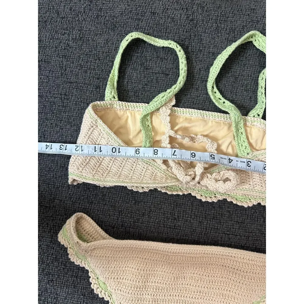 Maiyo London Astrid Crochet Bikini Set size L Scalloped Bandeau
